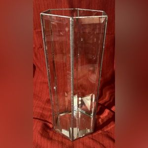 Candleholder- Beveled Glass Panel/Lead- Mirror Bottom- Hexagon- Vintage